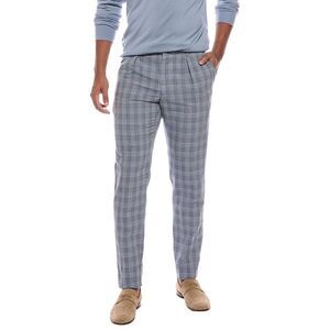 Slowear Mens  Linen-Blend Single Pleat Regular Fit Pant, Blue